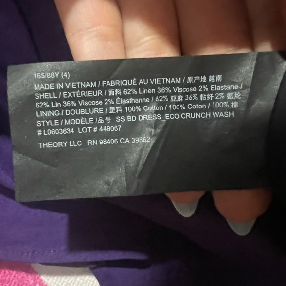 NWT Theory Dress Amethyst Purple Linen - Picture 10 of 10